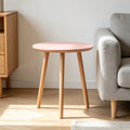 Round Blush Pink Oak Side Table