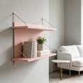 Matte Blush Wall-Mounted Floating Bookshelf
