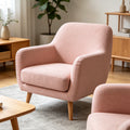 Soft Pink Linen Nordic Single Lounge Chair